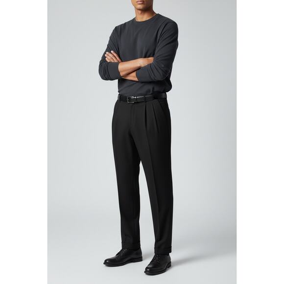 Men's Haggar Pleated Classic Pants, Black 54W x 30L, NWT - Picture 1 of 2